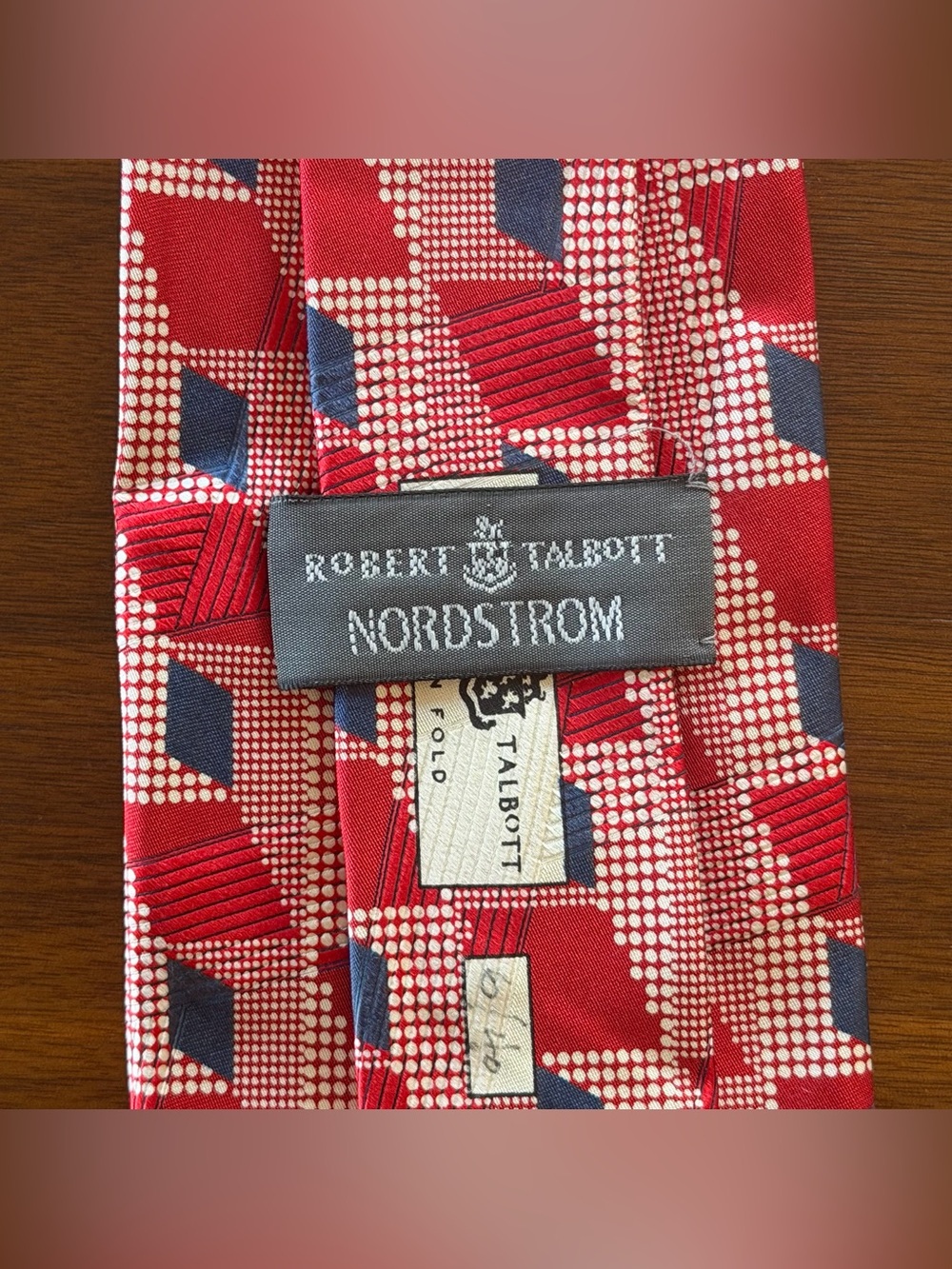 Robert Talbott Red Geometric Silk Tie with Navy Accents